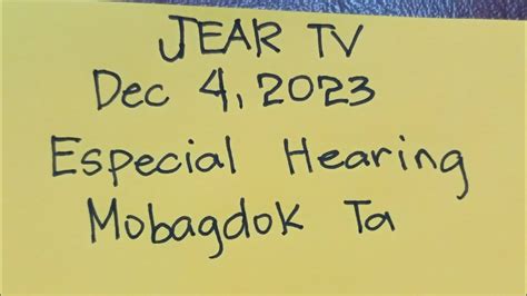 Especial hearing Mobagdok ta Dec 4,2023 .